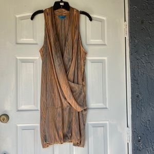Derek Lam cocktail halter wrap dress beige & grey size Xl